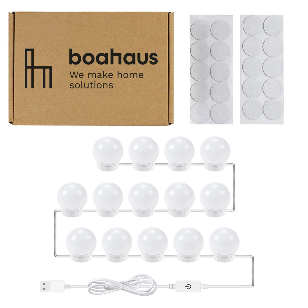 Hollywood Vanity Mirror Lights – 14 Dimmable LED Bulbs, USB Powered