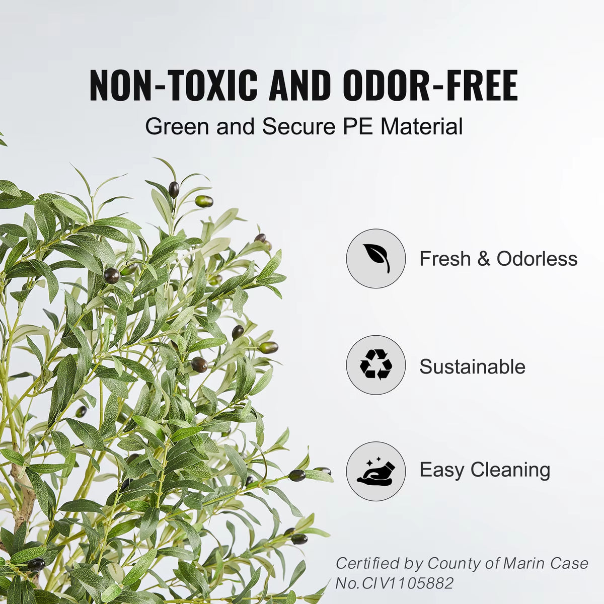 Artificial Olive Tree 4/5/6FT Tall Faux Plant Secure PE Material Anti-Tip Tilt Protection Low-Maintenance Tree for Home