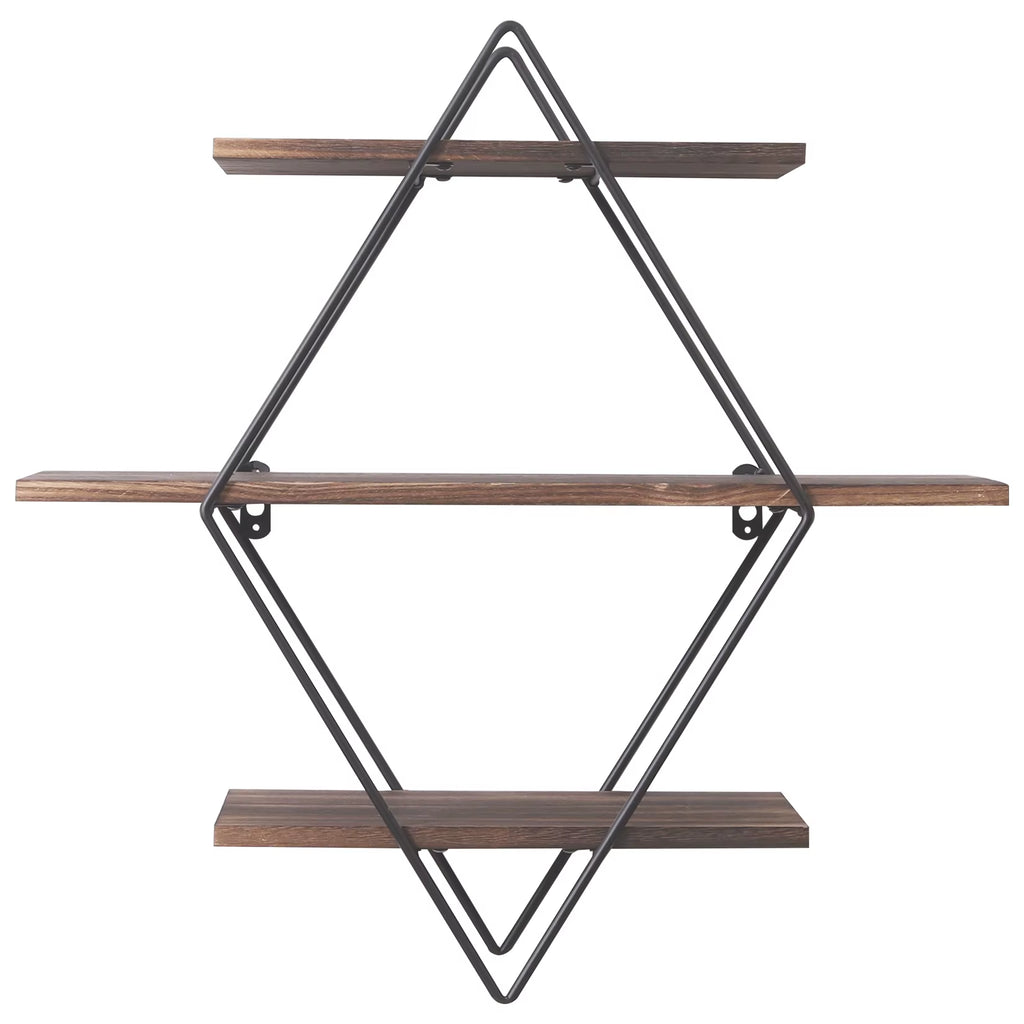 3-Tier Industrial Floating Wood Shelf