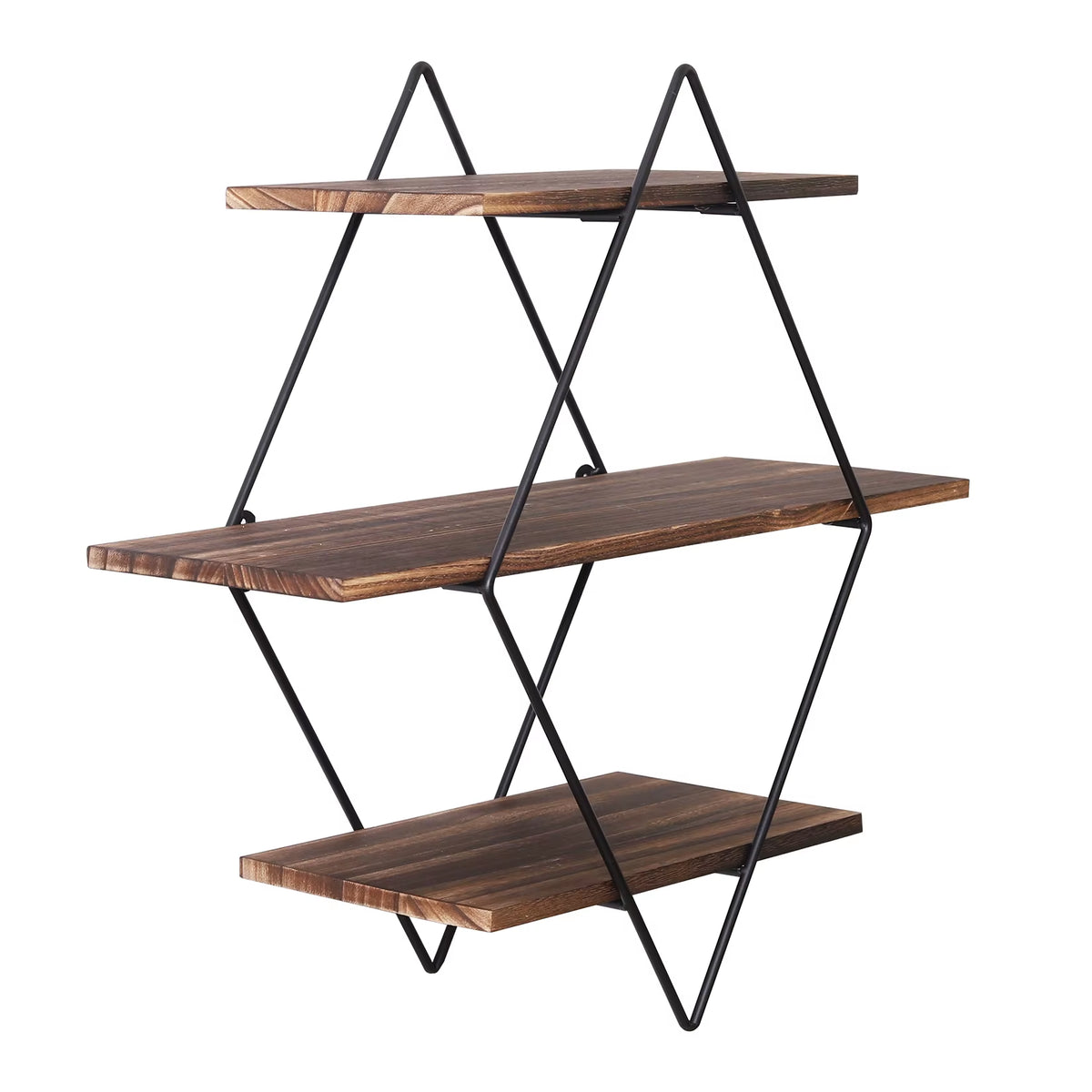 3-Tier Industrial Floating Wood Shelf