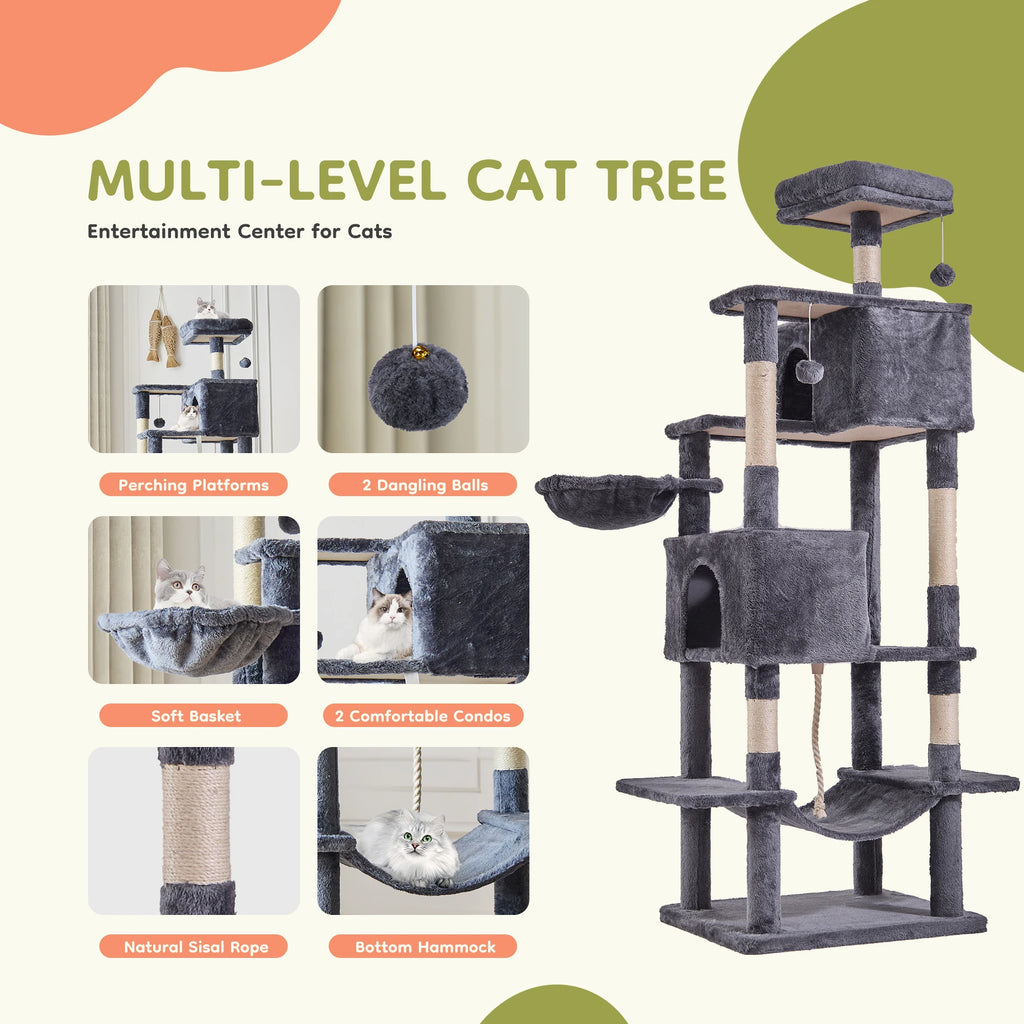 66-inch multi-level cat tree tower