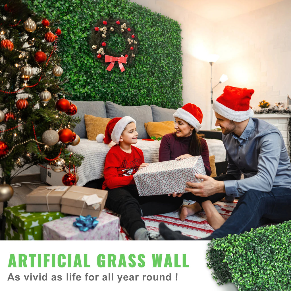 Artificial Boxwood Hedge Panels — 12-Pack, 10 × 10 In, UV Protected