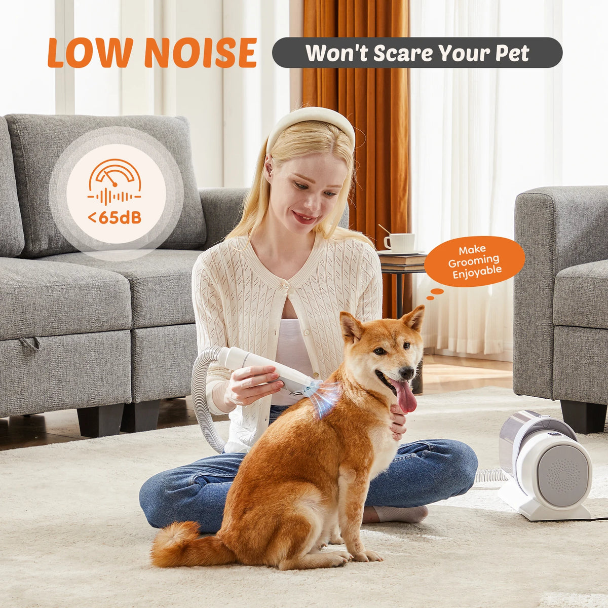 Pet Grooming Vacuum Kit — 2.5L, 3 Suction Modes, 5 Grooming Tools