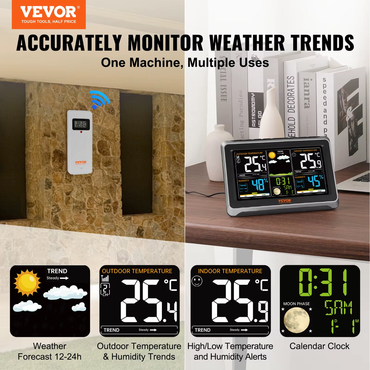 Wireless Weather Station — 7.5 in Color Display, Outdoor Sensor