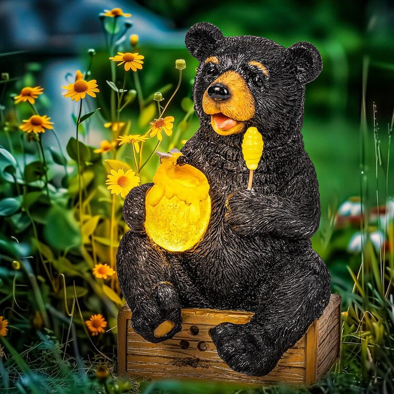 Solar Bear Garden Statue with Light – Outdoor Decor Gift for Mom
