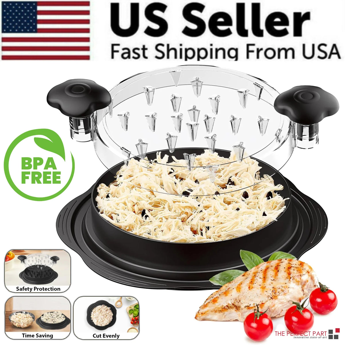Large Chicken Shredder Tool – Twist Meat Shredder with Non-Slip Base, Bpa-Free