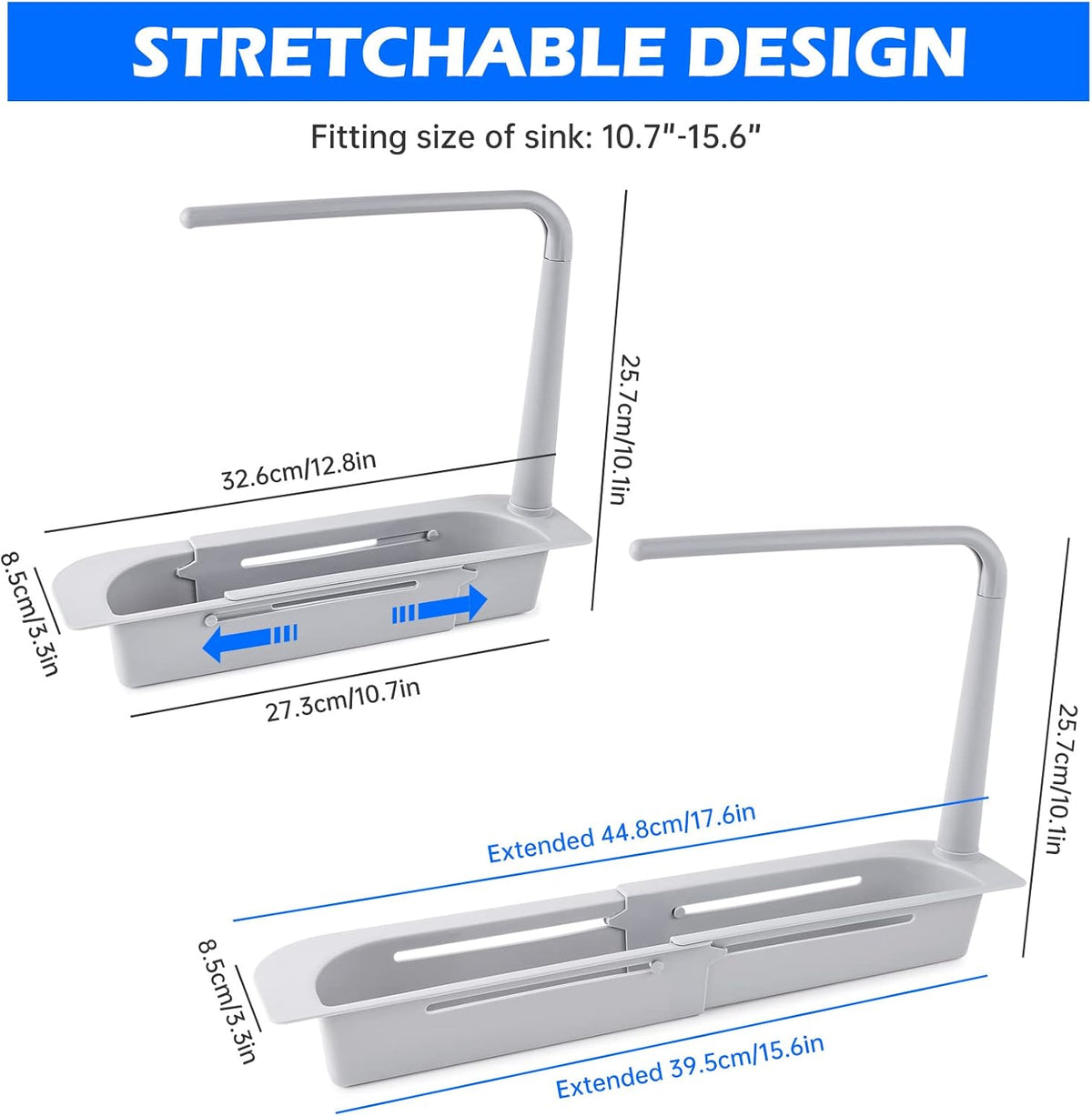Telescopic Expandable Over-Sink Organizer with Towel Hanger