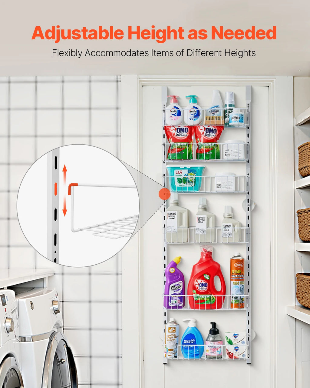 6/8/9/10 Tier over the Door Pantry Organizer Heavy-Duty Steel Hanging Spice Rack, Adjustable Wall Seasoning Shelves