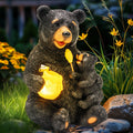 Solar Honey Bear Garden Statue with Light – Outdoor Yard Decor