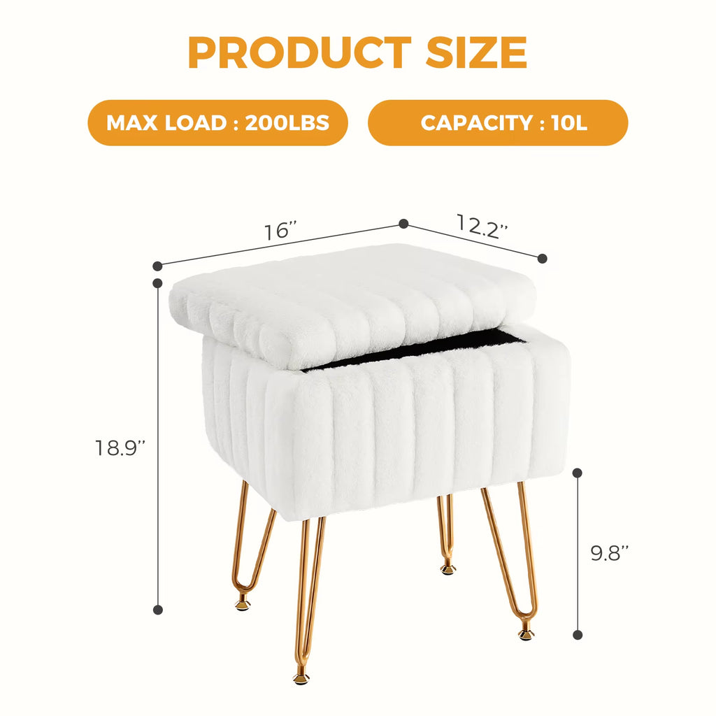 Faux fur storage ottoman