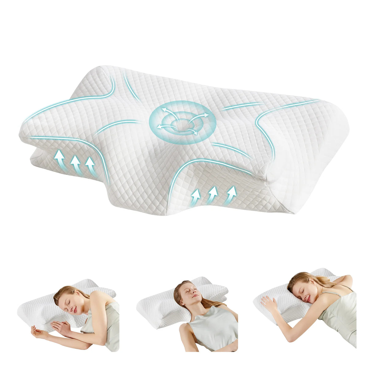 Ergonomic Cervical Neck Pillow — Memory Foam, Cooling Pillowcase
