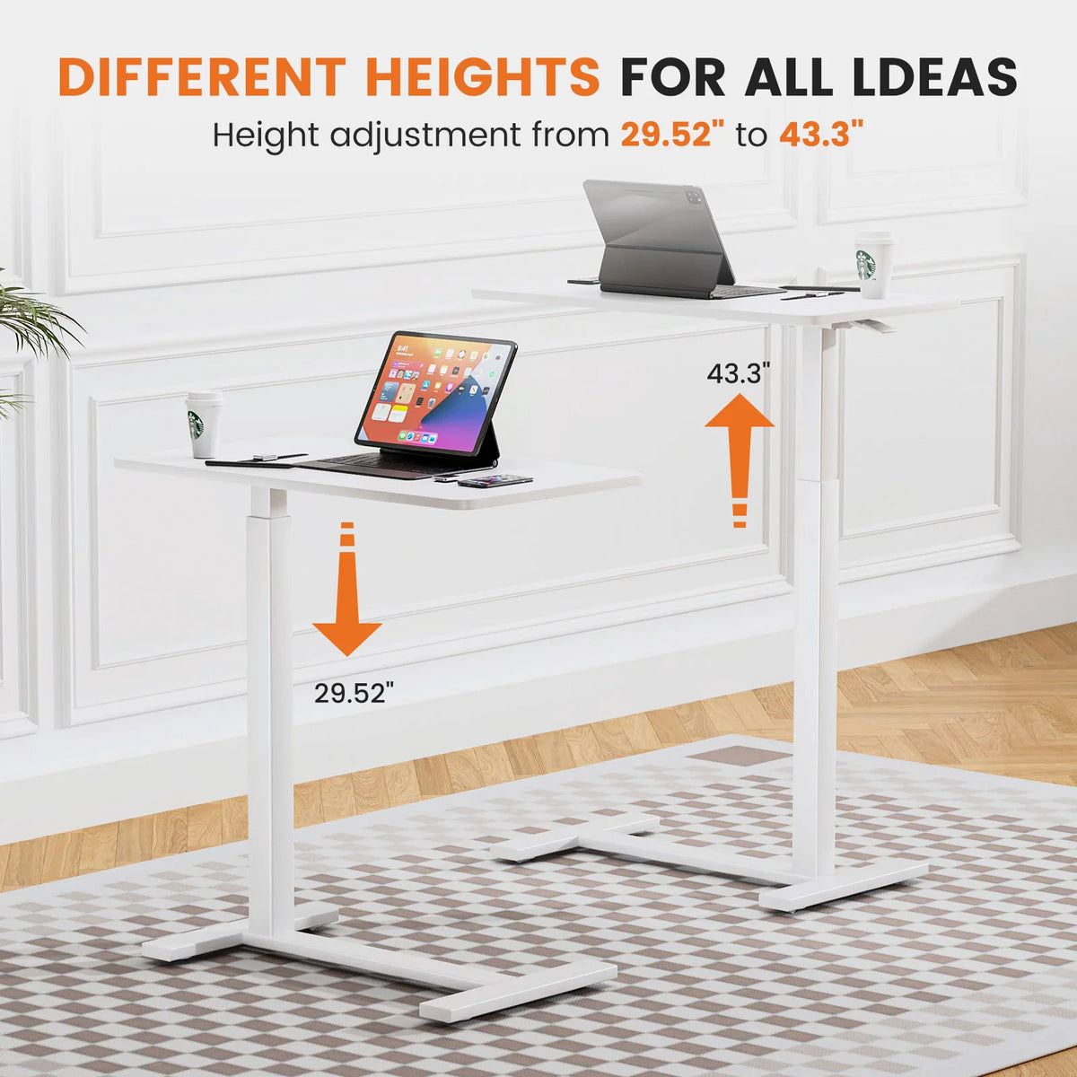 Overbed Table with Wheels — Adjustable Height Bedside & Sofa Desk