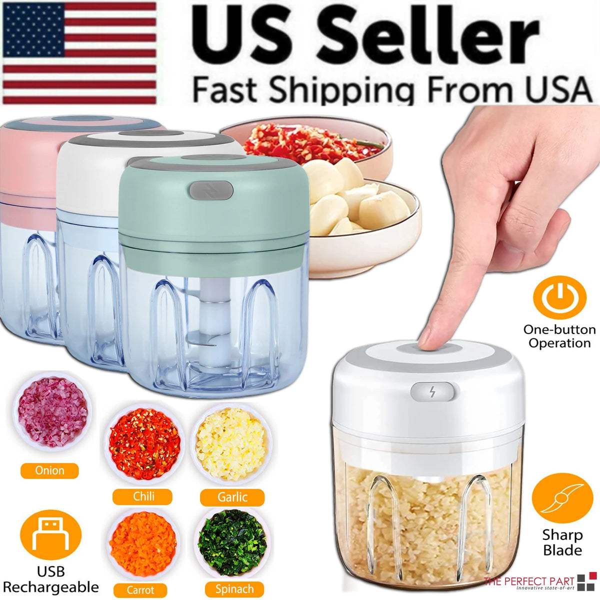 Electric Garlic Press & Chopper — 300ML, Multi-Use