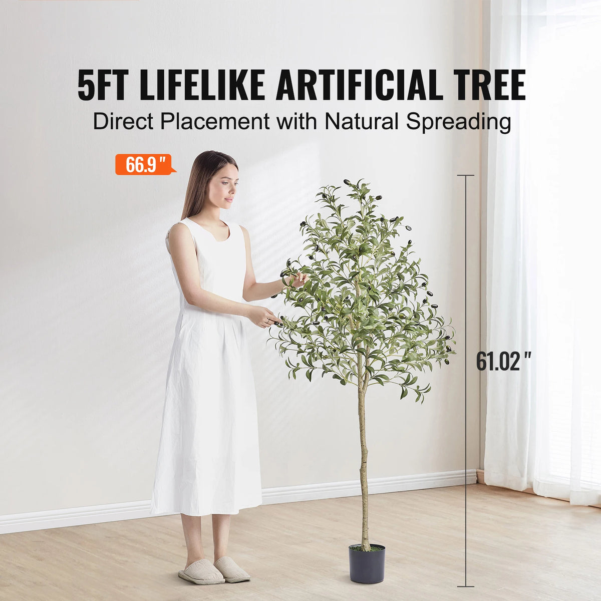 Artificial Olive Tree 4/5/6FT Tall Faux Plant Secure PE Material Anti-Tip Tilt Protection Low-Maintenance Tree for Home