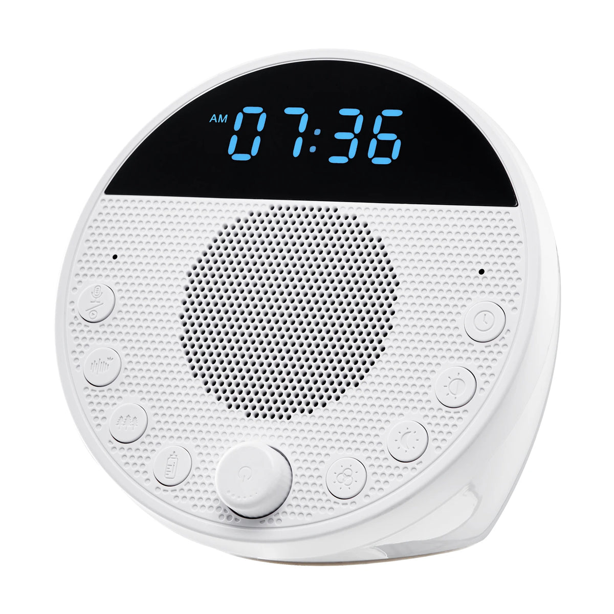 Succebuy Sound Machine 18 Soothing Sleep Sound and 7-Color Night Light 5-In-1 White Noise Sound Machine with Dual Alarm for Home