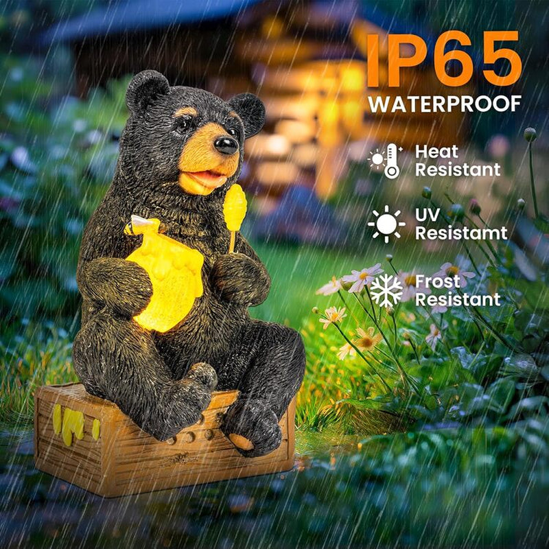 Solar Bear Garden Statue with Light – Outdoor Decor Gift for Mom