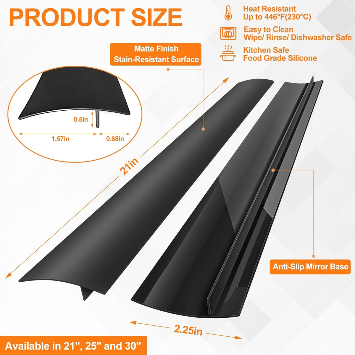 Silicone Stove Counter Gap Cover — Heat-Resistant, 2-Pack