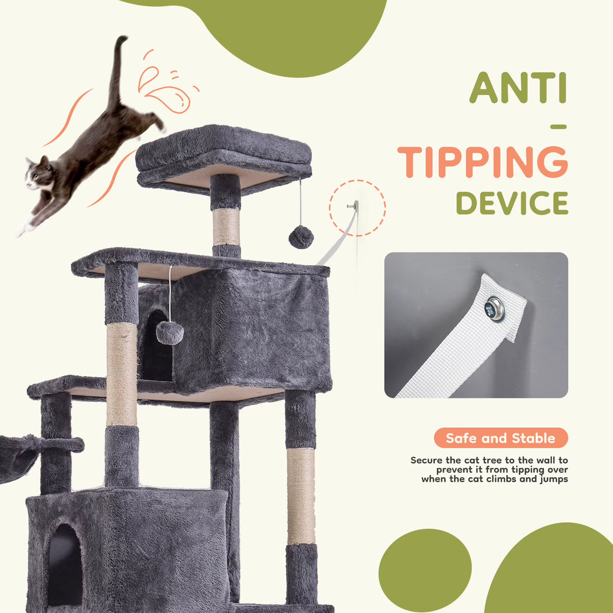66-inch multi-level cat tree tower