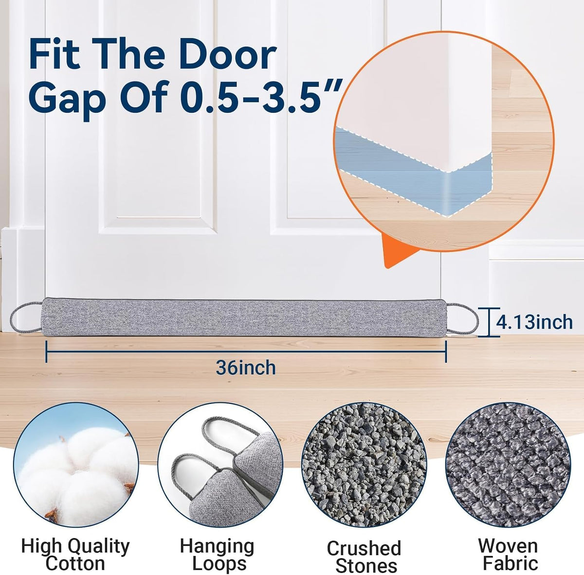 Heavy-Duty Door Draft Stopper — 36In, Universal Fit