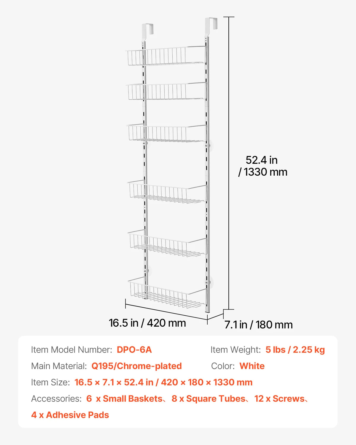 6/8/9/10 Tier over the Door Pantry Organizer Heavy-Duty Steel Hanging Spice Rack, Adjustable Wall Seasoning Shelves