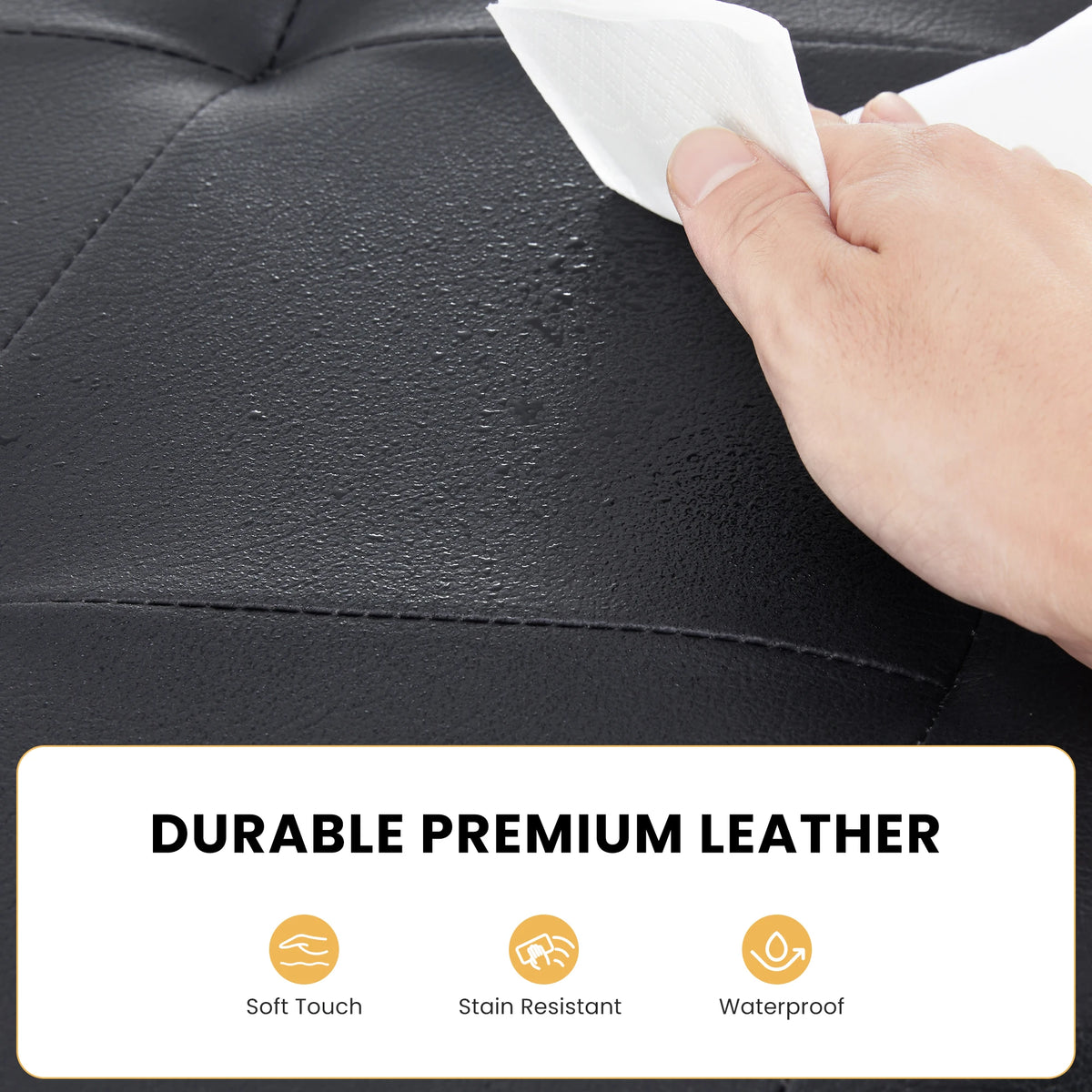 43 Inches Leather Folding Ottoman Storage Footstool Toy Box Bedroom Bench Load 660 Lbs Foot Rest Stool for Living Room