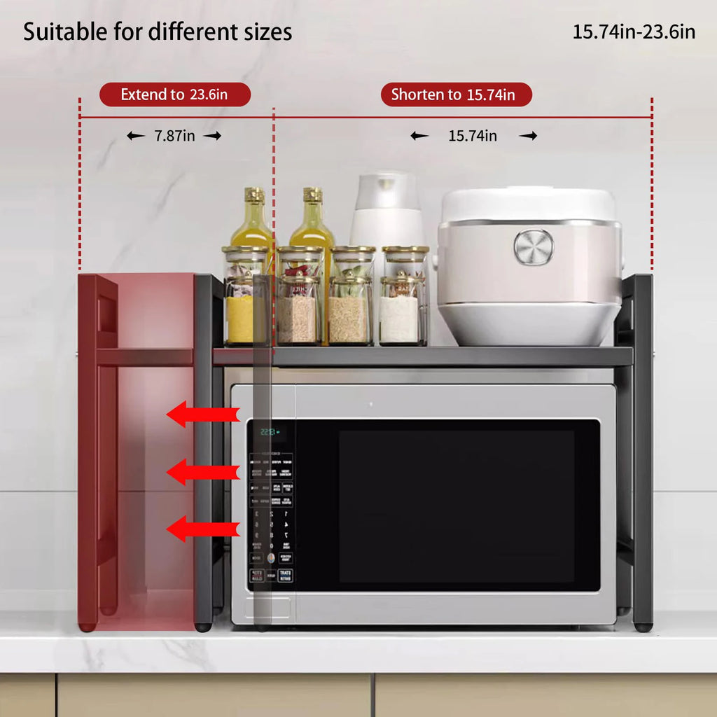 Expandable microwave shelf organizer
