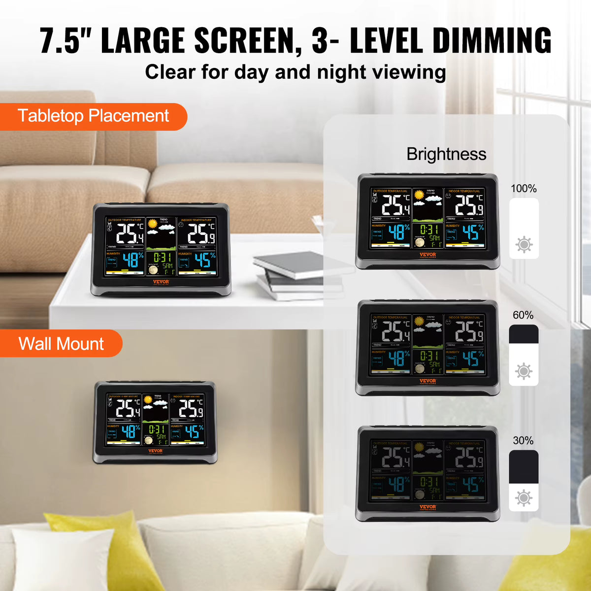 Wireless Weather Station — 7.5 in Color Display, Outdoor Sensor