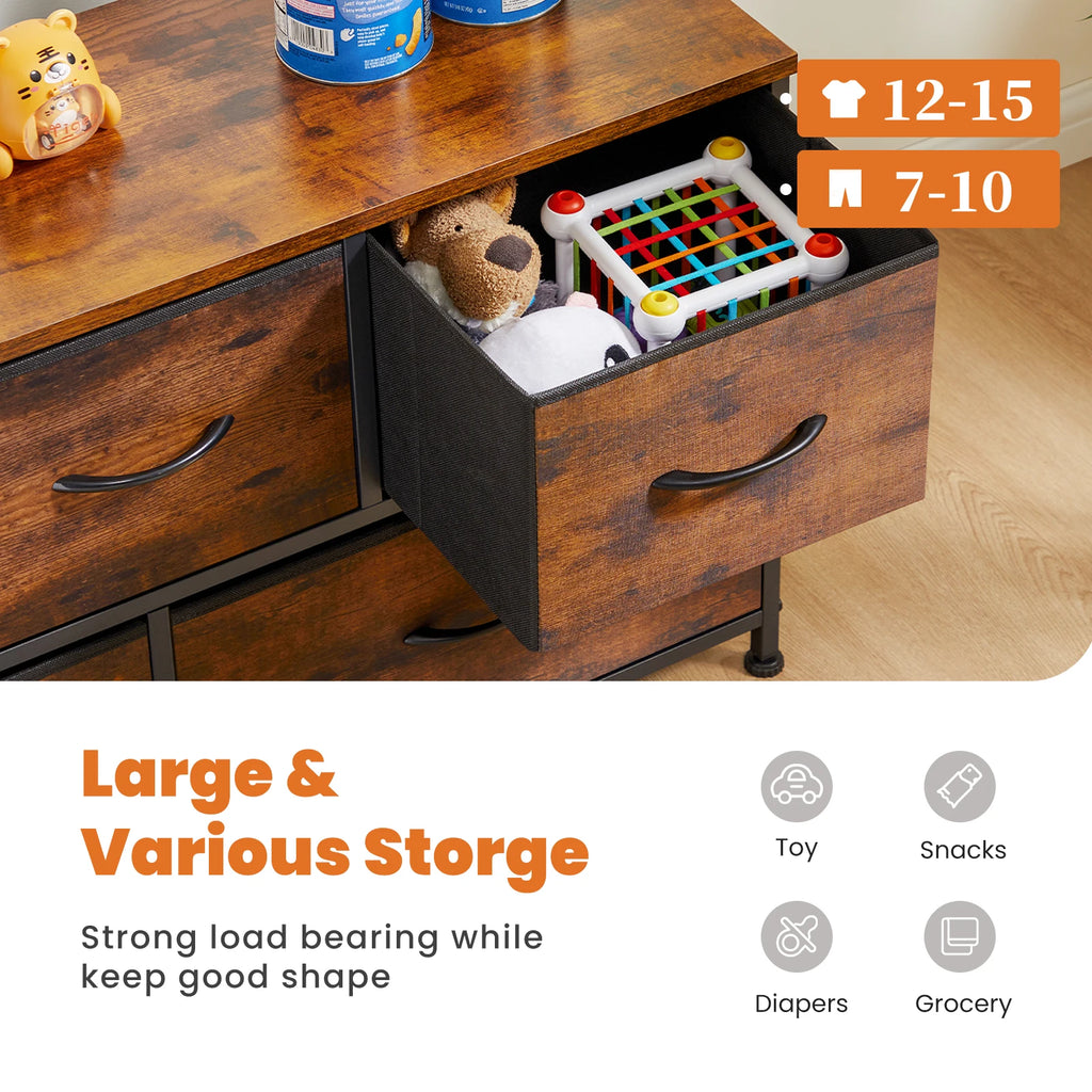 Shoe Cabinet Dresser with 5 Fabric Drawers Toy Storage TV Stand Multilayer Shoe Rack Space Saving Cabinet of Home Furniture