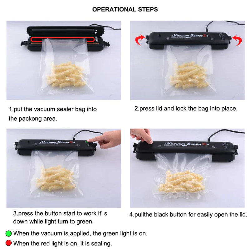 Automatic Vacuum Sealer Machine for Food Storage with Seal Bags