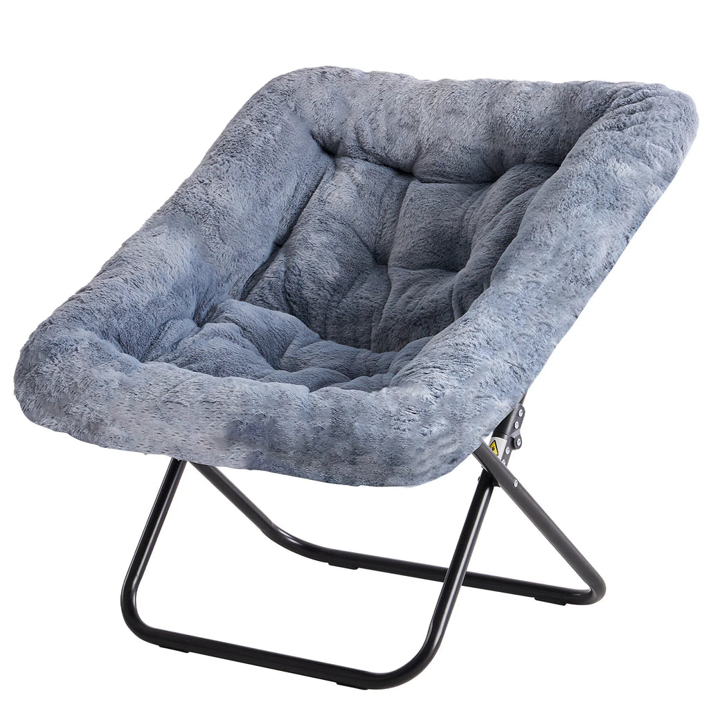 Cozy Faux Fur Saucer Chair — 28 In, Folding