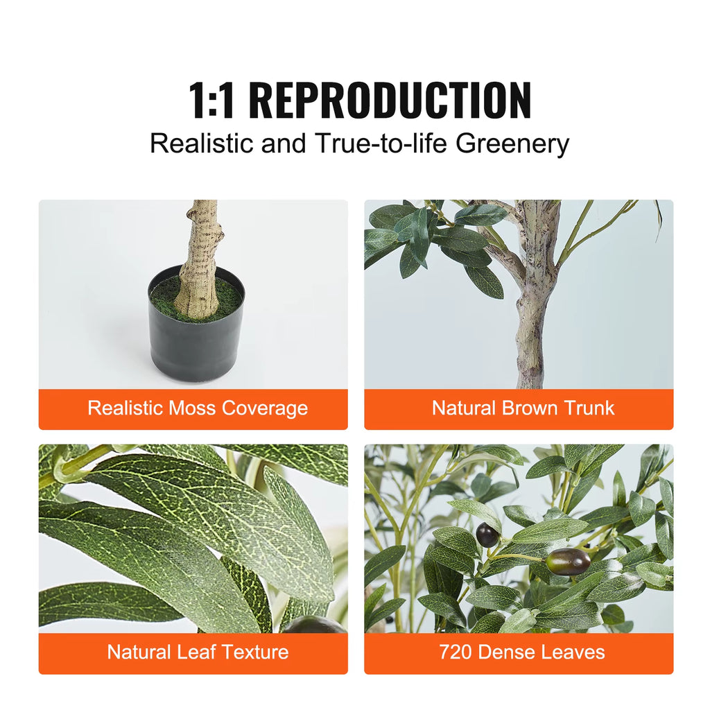 Artificial Olive Tree 4/5/6FT Tall Faux Plant Secure PE Material Anti-Tip Tilt Protection Low-Maintenance Tree for Home