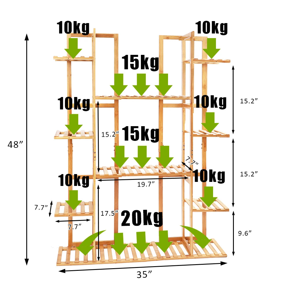 Extra Large 9-Tier Bamboo Plant Stand