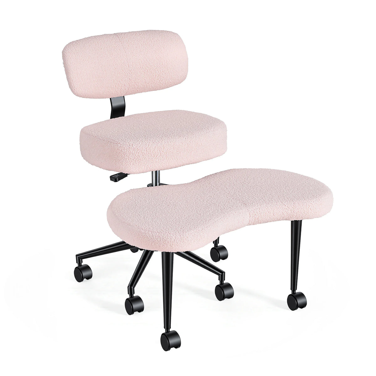 Teddy Fleece Armless Ergonomic Office Chair with Lumbar Support Rolling Swivel Multiple Combination Methods Office Chair