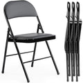 Leather Padded Folding Chair 4 Pack Sturdy Metal Living Room Rocking Dinner Chairs Easy to Use Storage Outdoor Home Office