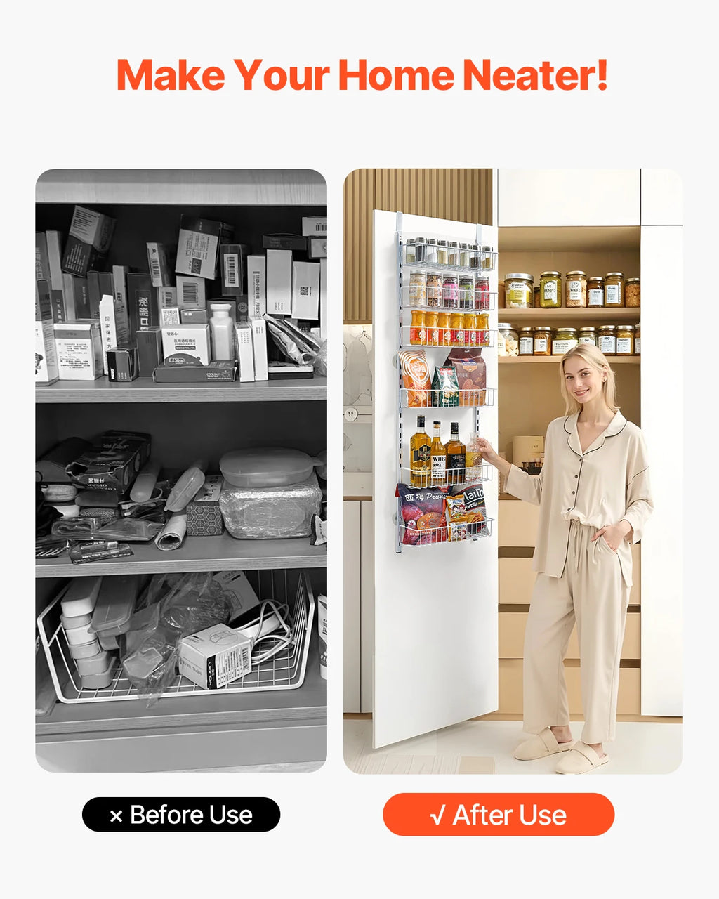 6/8/9/10 Tier over the Door Pantry Organizer Heavy-Duty Steel Hanging Spice Rack, Adjustable Wall Seasoning Shelves