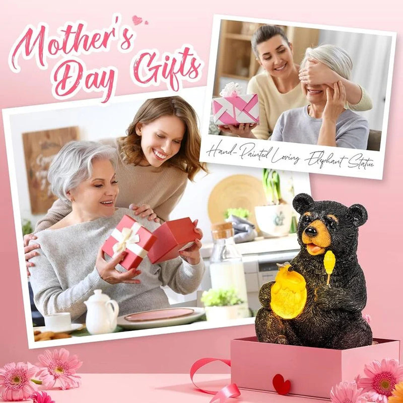 Solar Bear Garden Statue with Light – Outdoor Decor Gift for Mom