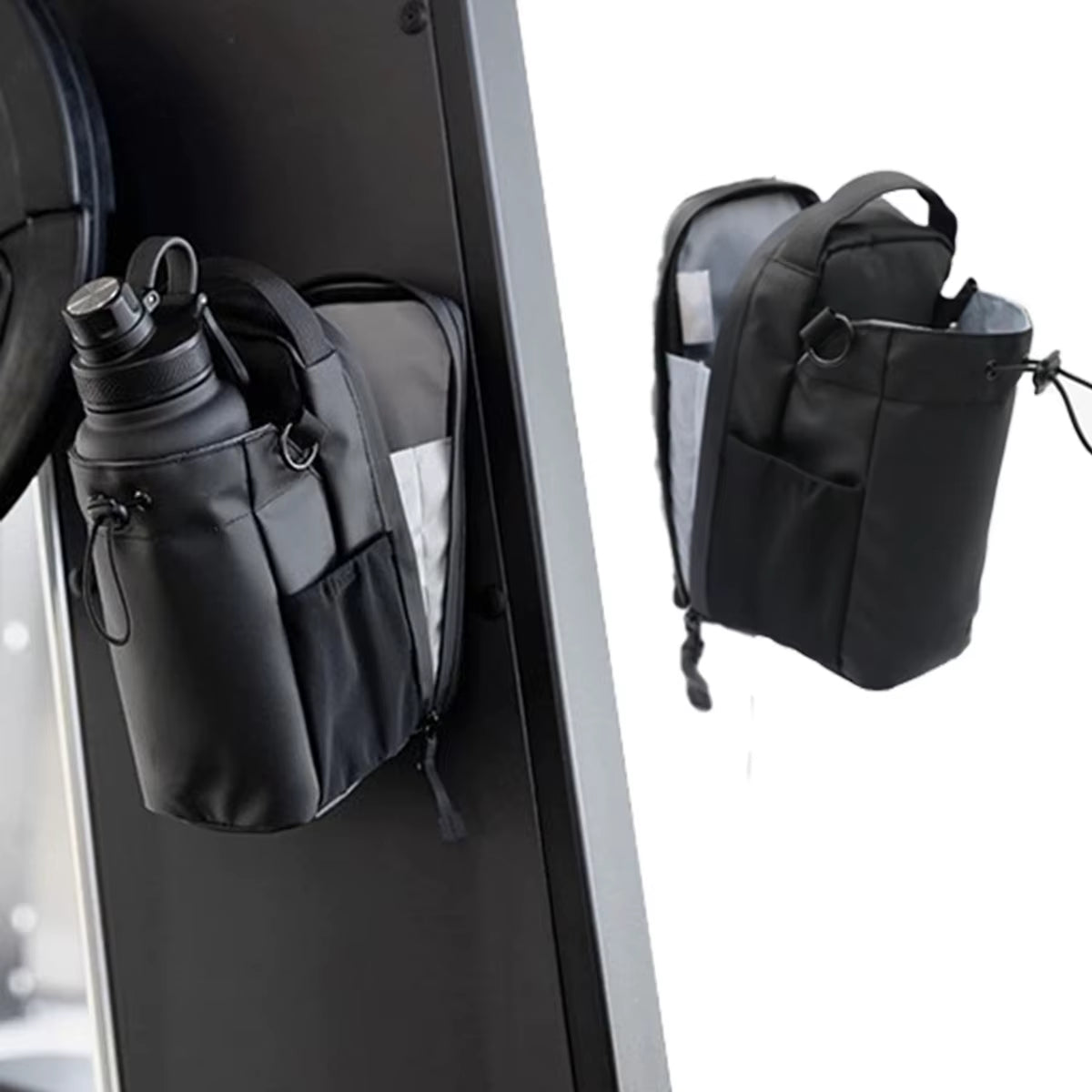 Magnetic gym sling bag with water bottle holder