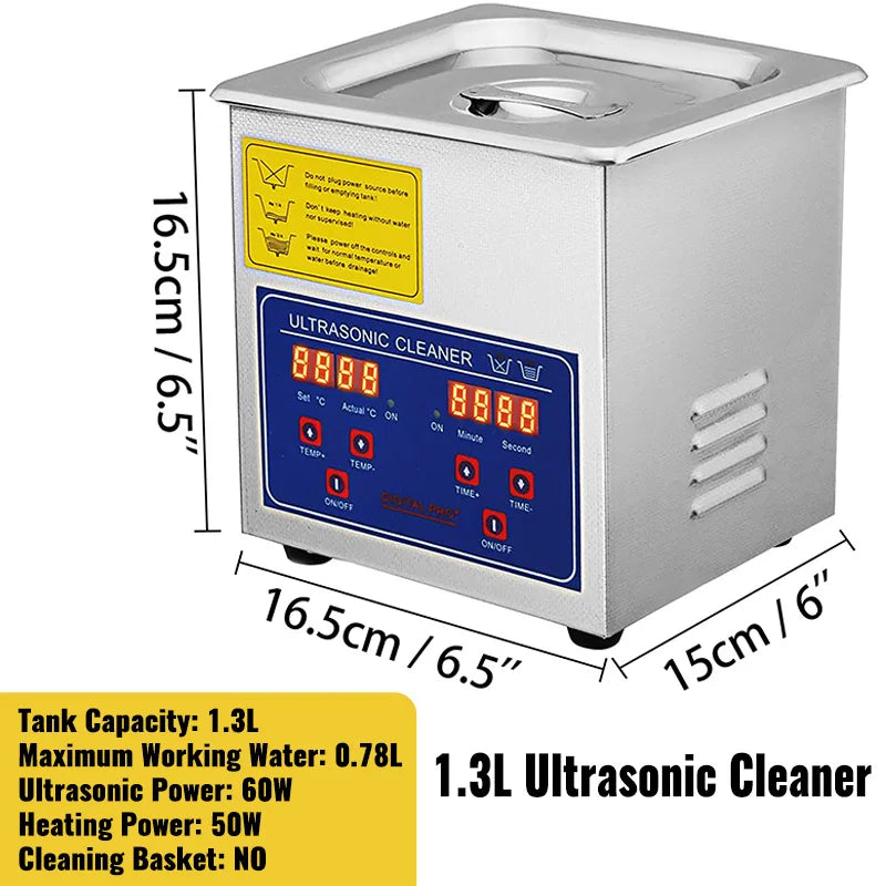 1.3L Ultrasonic Cleaner Lave-Dishes Portable Washing Machine W/ Digital Timer Ultrasound Home Jewelry Clean Appliances