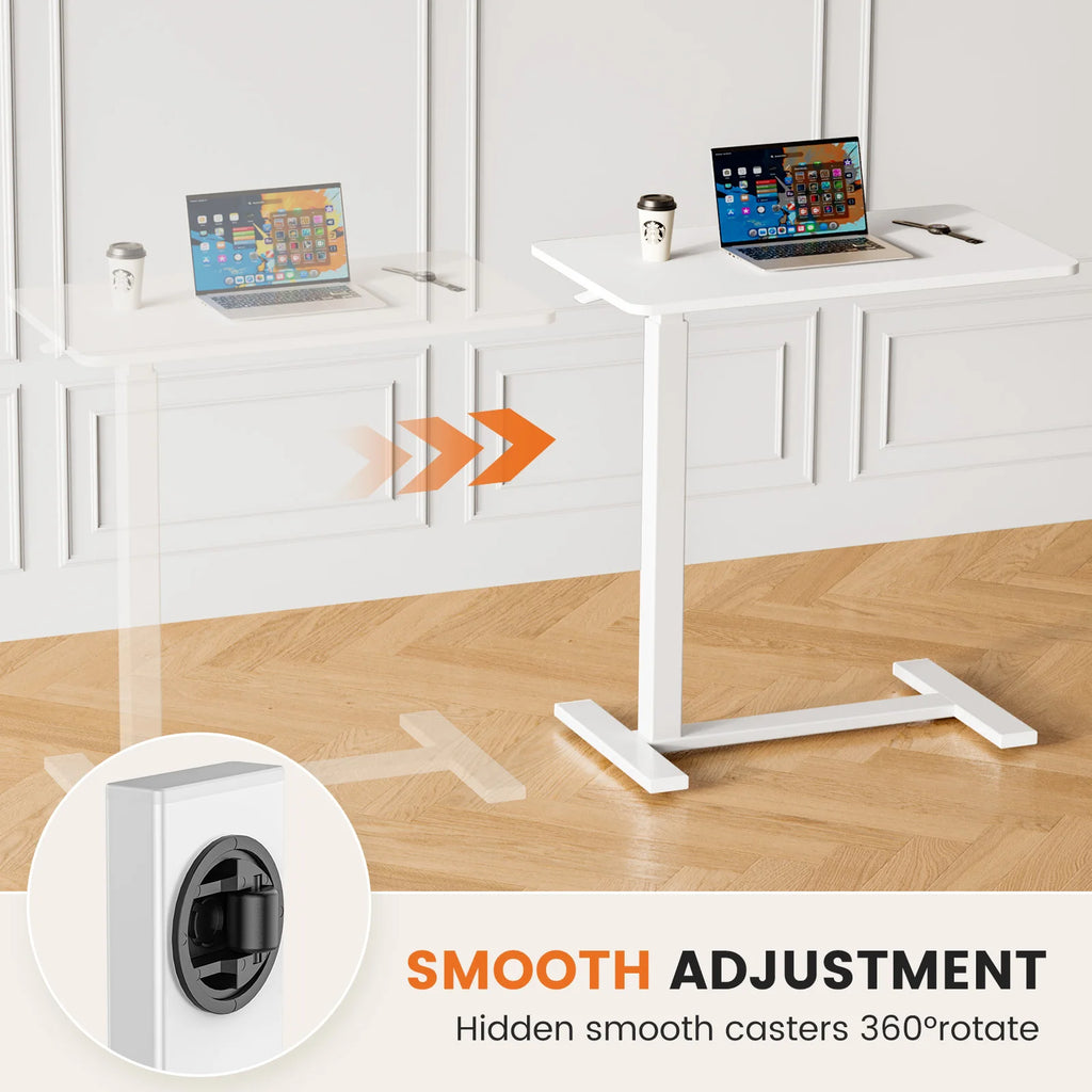 Overbed Table with Wheels — Adjustable Height Bedside & Sofa Desk