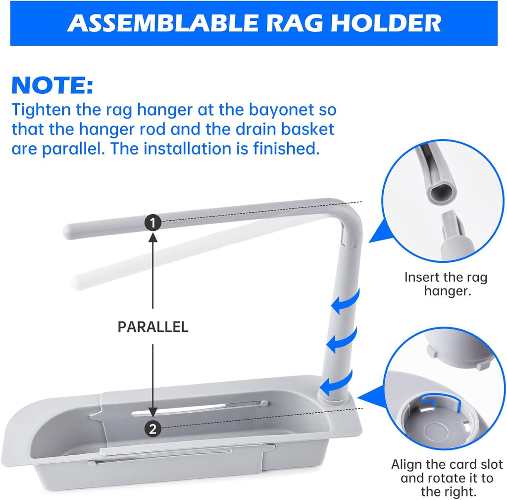 Telescopic Expandable Over-Sink Organizer with Towel Hanger
