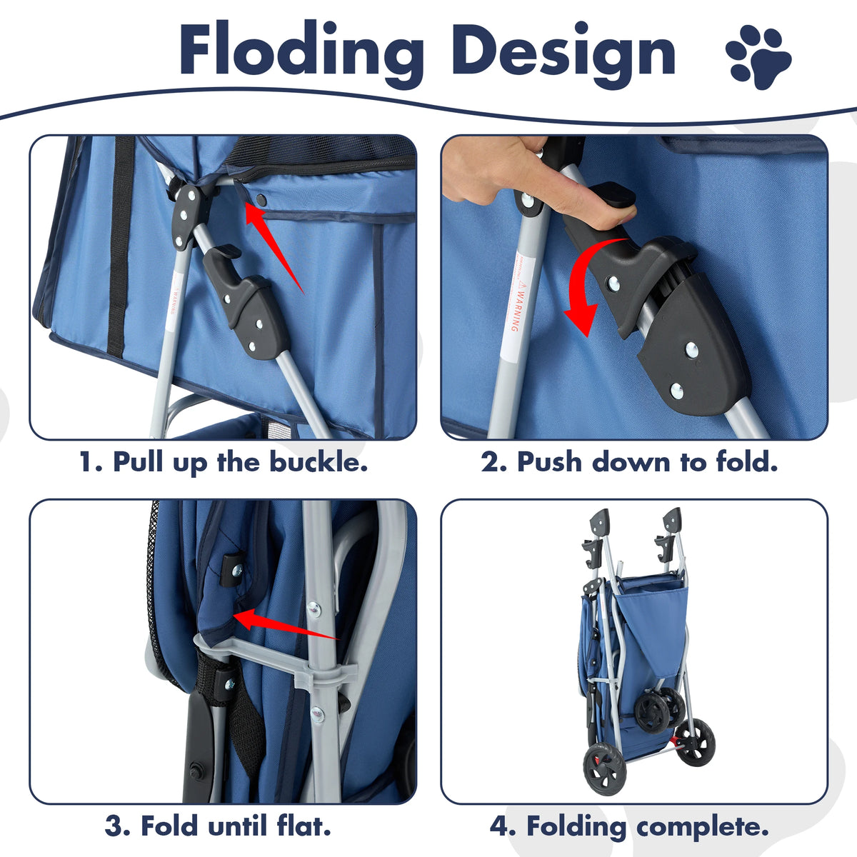 Foldable 3-Wheel Pet Stroller for Small Dogs & Cats — Mesh Windows & Storage Basket