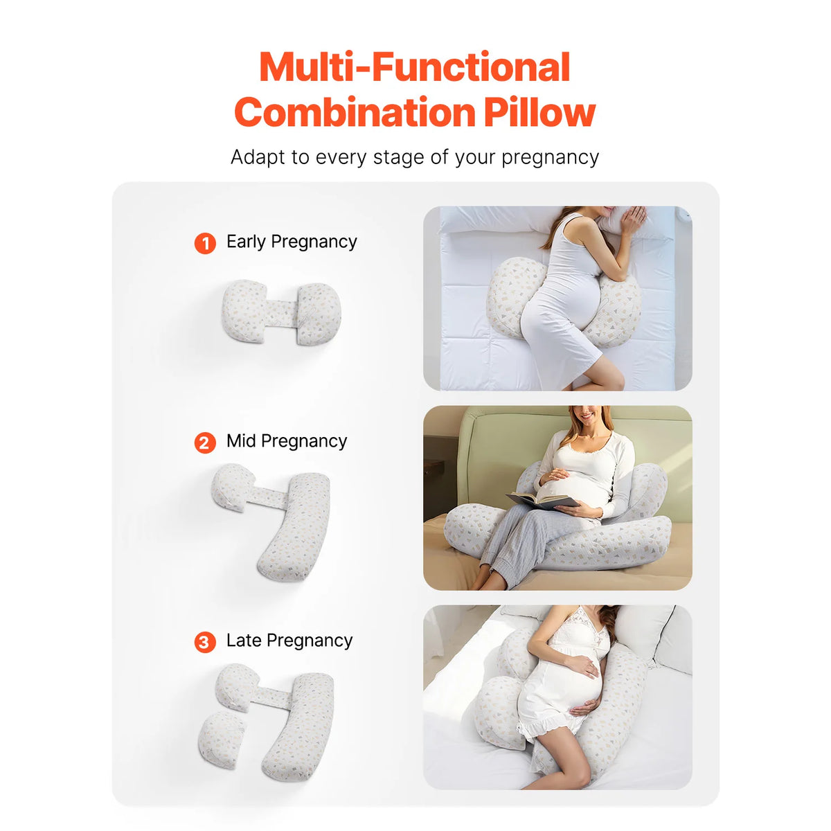 Succebuy Pregnancy Pillows for Sleeping Adjustable Maternity Pillow for Pregnant Women Soft Pillow with Removable&Washable Cover