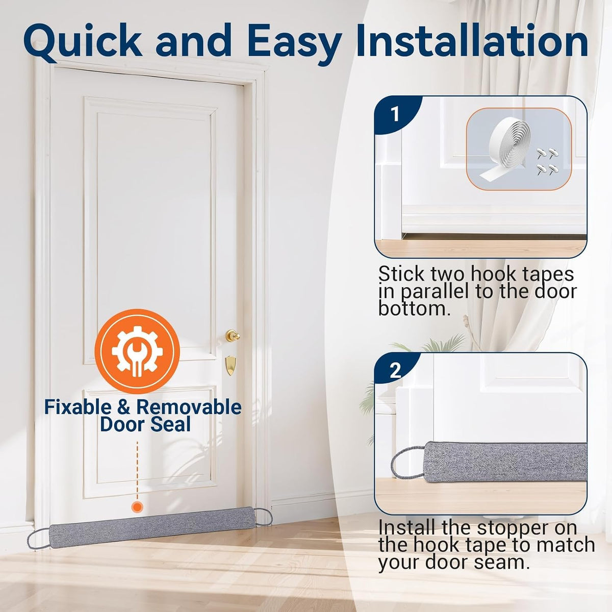 Heavy-Duty Door Draft Stopper — 36In, Universal Fit