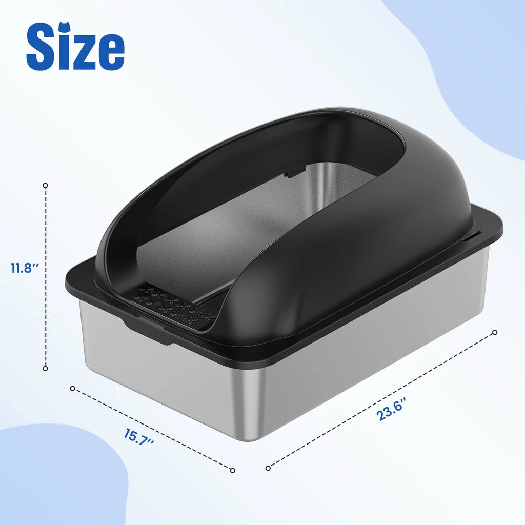 Stainless steel cat litter box with lid