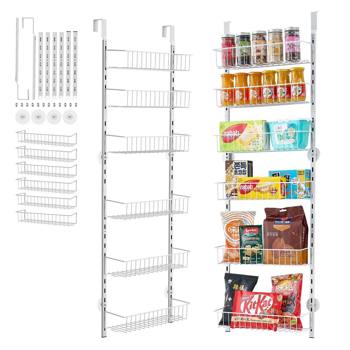 6/8/9/10 Tier over the Door Pantry Organizer Heavy-Duty Steel Hanging Spice Rack, Adjustable Wall Seasoning Shelves