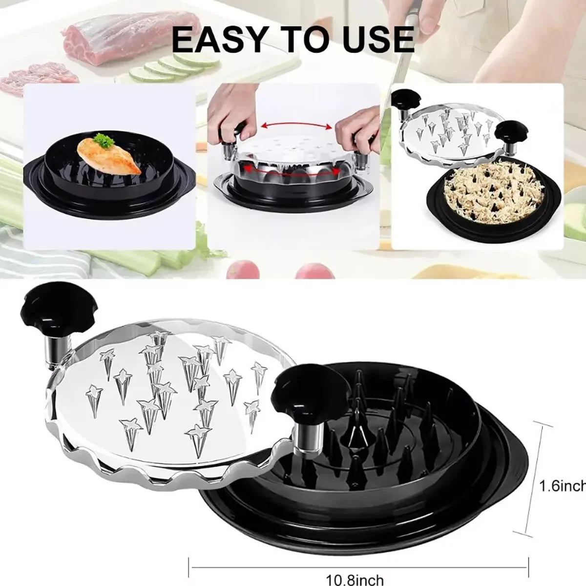 Large Chicken Shredder Tool – Twist Meat Shredder with Non-Slip Base, Bpa-Free