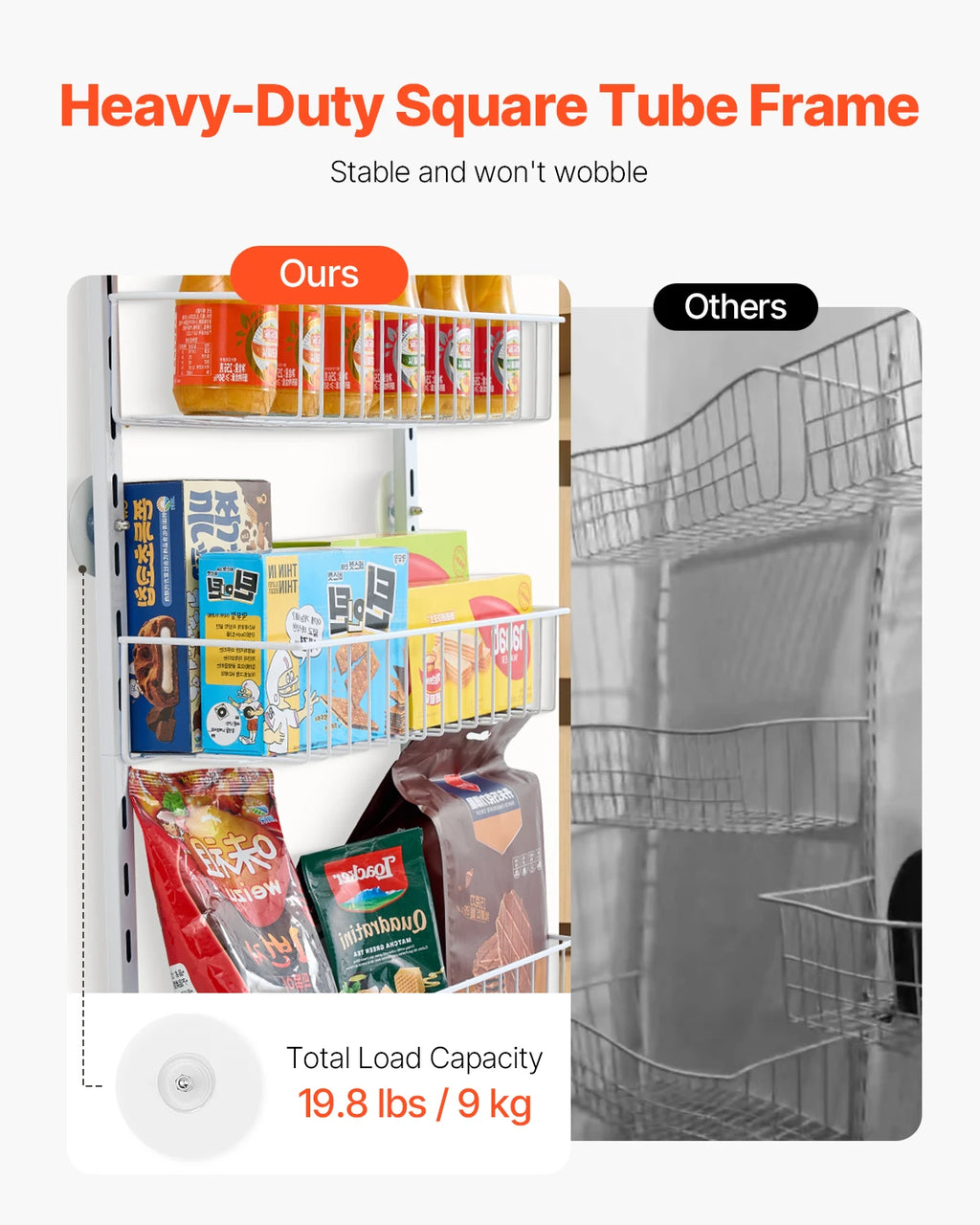 6/8/9/10 Tier over the Door Pantry Organizer Heavy-Duty Steel Hanging Spice Rack, Adjustable Wall Seasoning Shelves