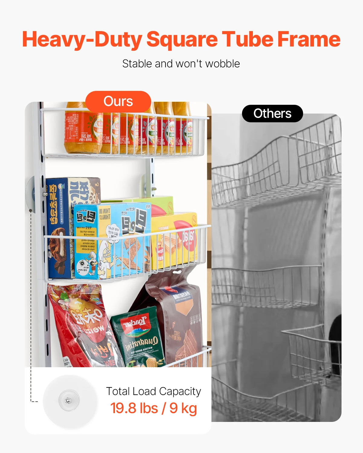 6/8/9/10 Tier over the Door Pantry Organizer Heavy-Duty Steel Hanging Spice Rack, Adjustable Wall Seasoning Shelves