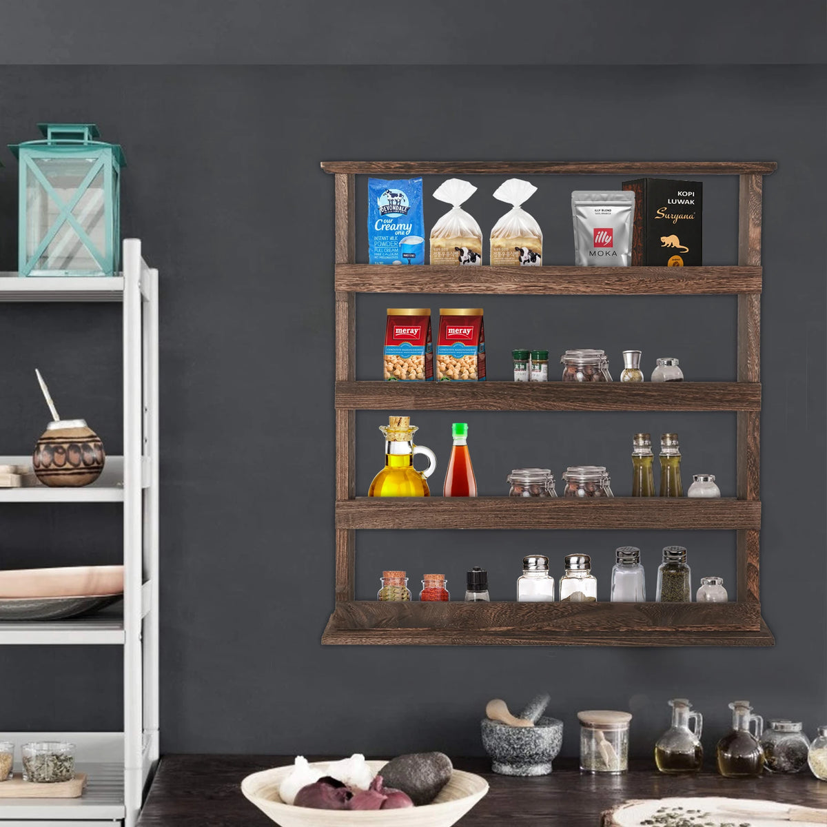 Wood Spice Rack Wall Mount