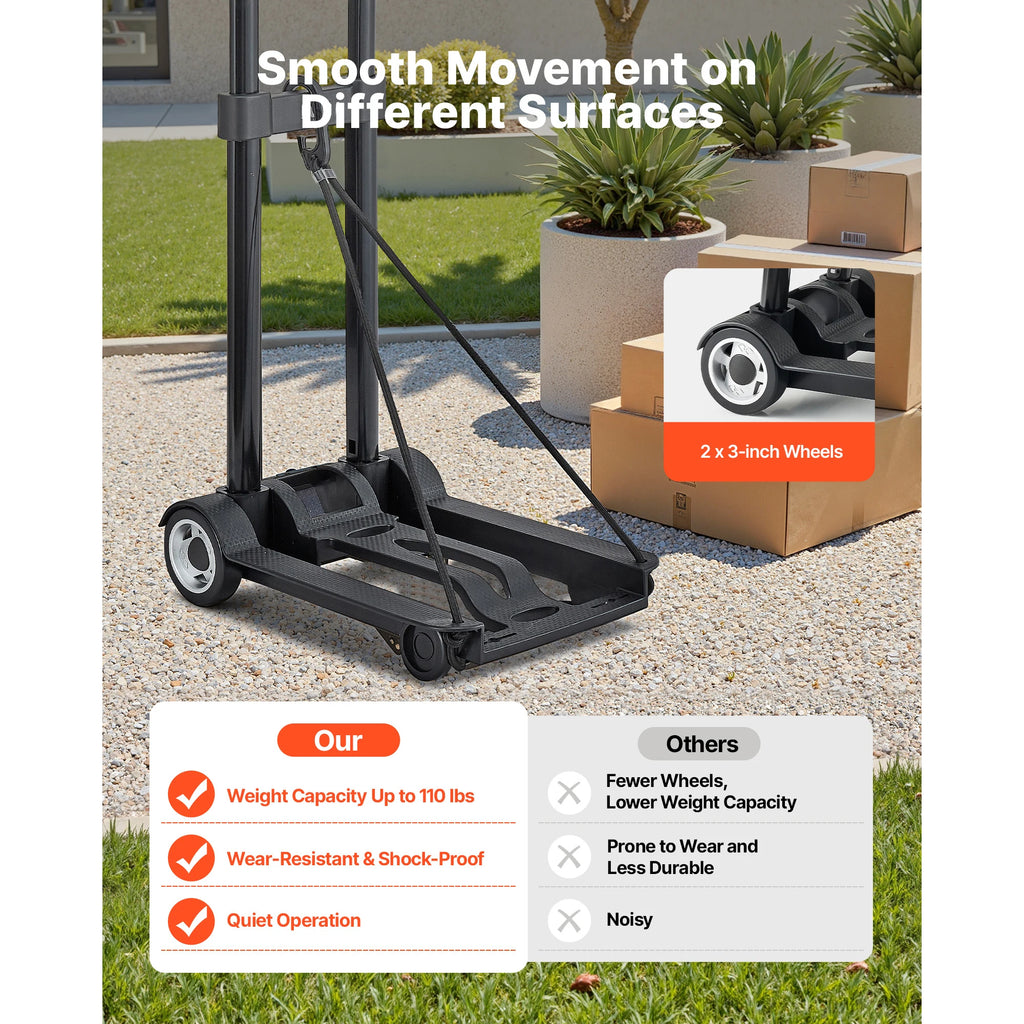 Folding Hand Truck — 110 Lb Capacity, Collapsible Utility Cart